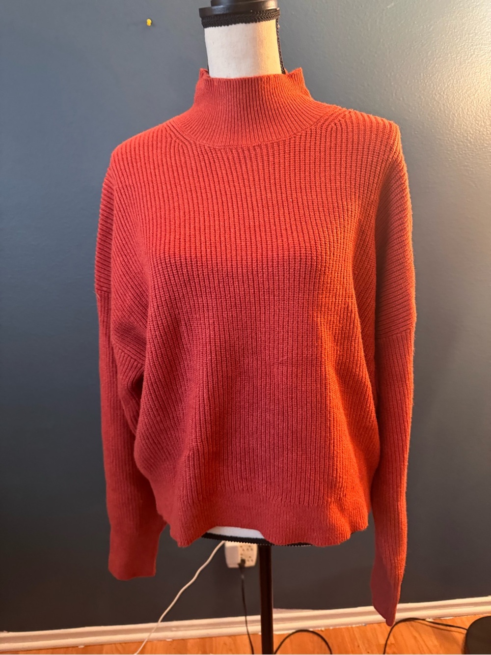 Relaxed Cowl Neck Sweater in Rust